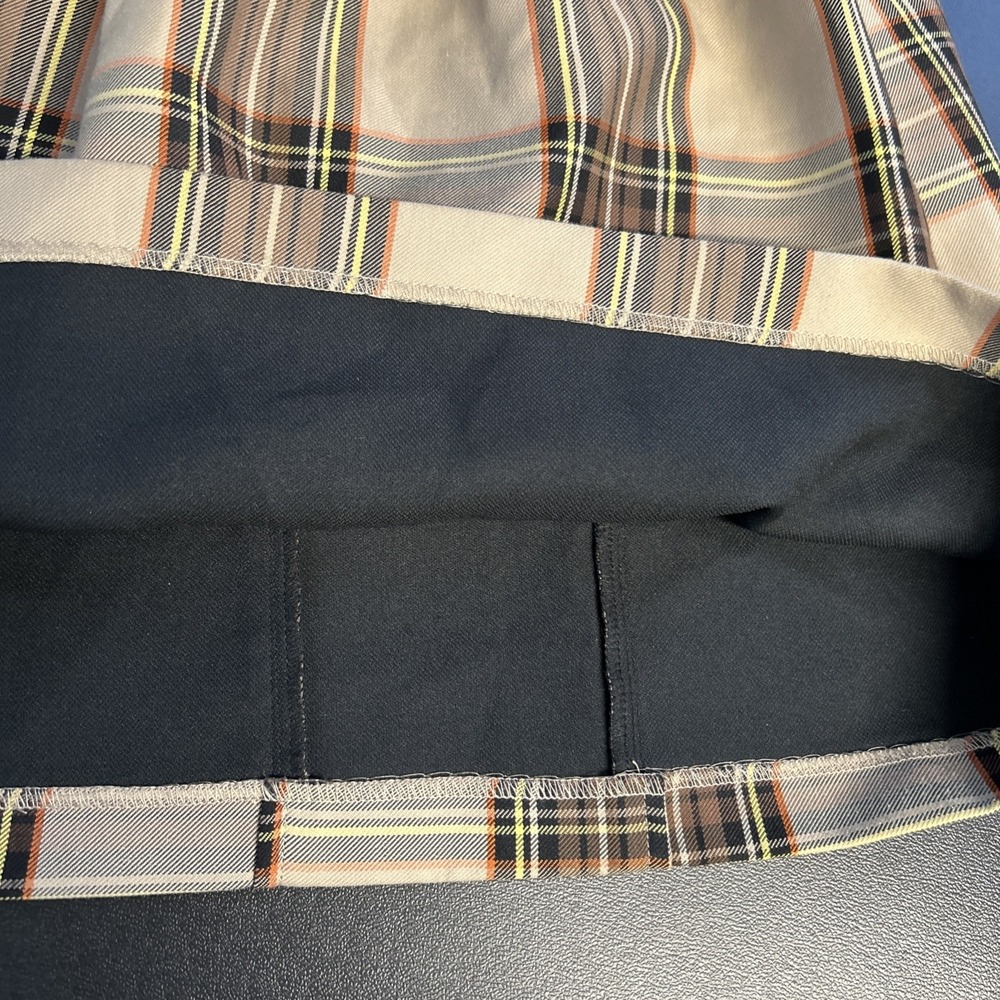River‎ Island Women's Plaid Mini Skirt US 6 UK 10 Paper Bag Waist Buttons Preppy - Picture 9 of 16